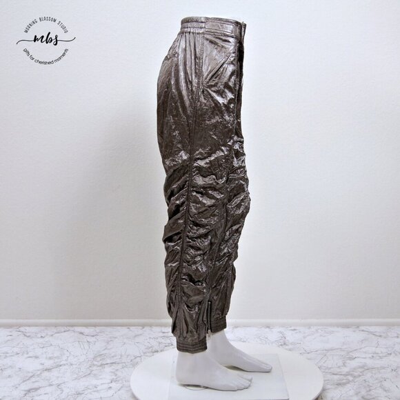 H:OURS at Revolve Brie Silver Metallic Ruched High Waist Pants - Picture 8 of 15